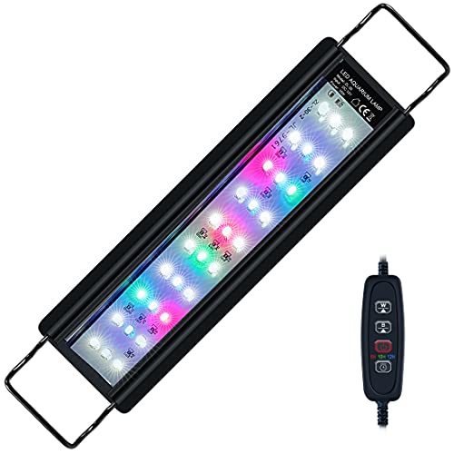 LVYTECH Full Spectrum LED Aquarium Light, Fish Tank Light with Timer, 3 Lighting Modes Adjustable Brightness Extendable Brackets Fresh Water Light