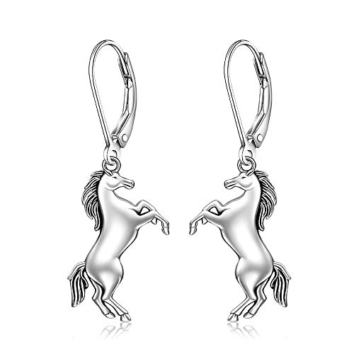 Horse Earrings Prancing Equine 925 Sterling Silver Horse Safety Back Western Equestrian Jewelry Lover Gifts