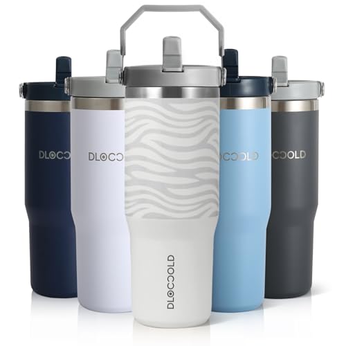 DLOCCOLD 30 oz Stainless Steel Tumbler with Flip Straw & Handle