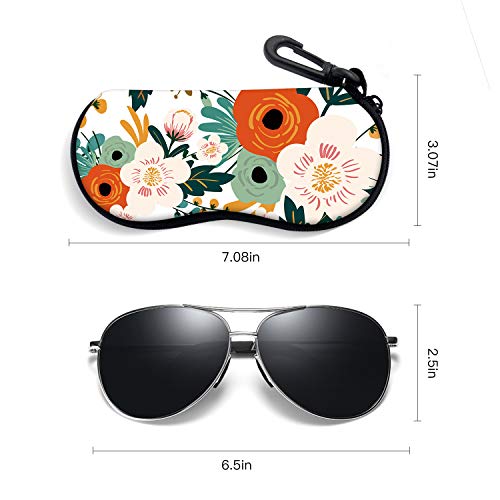 Image of Sunglasses Soft Case with Carabiner Ultra Light Neoprene Zipper Glasses Case
