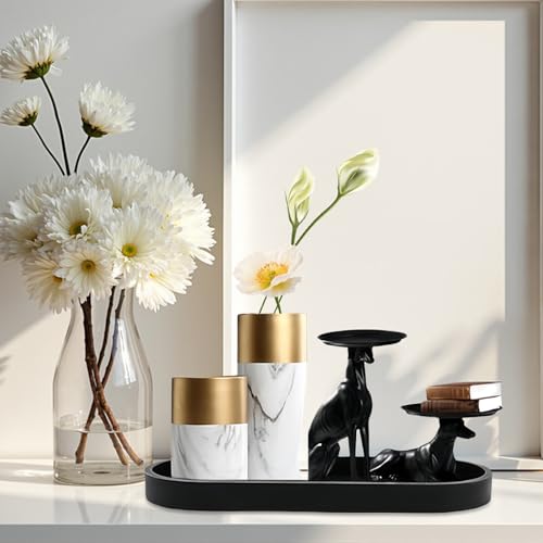 Badezimmer Tablett, Silikon Deko Tablett, Schwarz Badezimmertablett 25 * 11cm Oval Schminktisch Ablageschale für Wohnzimmer, Schlafzimmer, Badewanne und Küchenspüle (2 Stück)