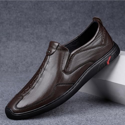 Men's Slip - On Casual Loafers Made of Top - Grain Cowhide Leather. Comfortable Walking for Men. Lightweight Dress Ideal for Office and Driving. Genuine Cowhide Leather2