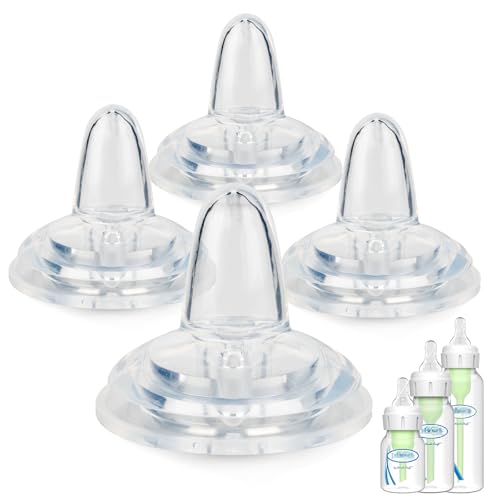 Sippy Nipples for Dr. Brown's Narrow Baby Bottle &amp; Glass Bottles,Soft Silicone Sippy Straw Nipple,6m+,4-Count