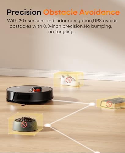 uninell Saugroboter mit wischfunktion 7000Pa, Staubsauger Roboter mit Absaugstation 3.5L,180Min Laufzeit,LiDAR Navigation,Roboterstaubsauger für Tierhaare Teppich Böden,APP Steuerung 6