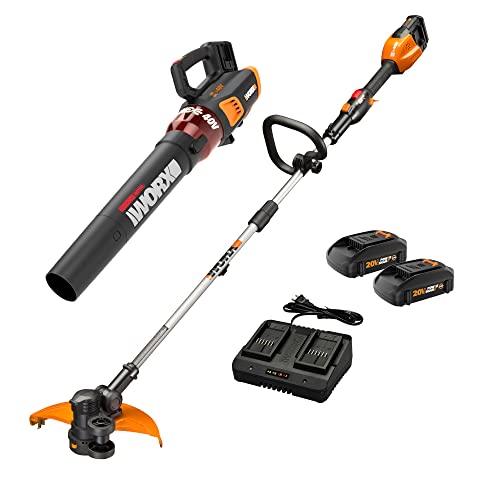 WORX 40V 13" Cordless String Trimmer/Edger + Leaf Blower Combo Kit, Batteries & Charger Included WG927 40V String + Hedge Trimmer