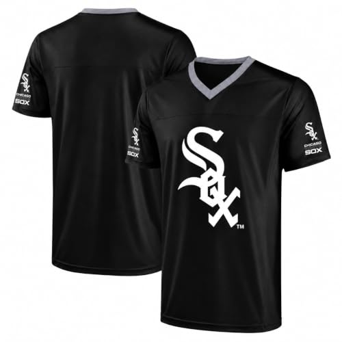 Image of FOCO MLB Men's Officially Licensed Primary Logo Wordmark Ballpark Team Color Baseball Performance V-Neck Top