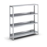 hofe Akten-Schraubregal, verzinkt - Regalhöhe 1150 mm - Grundregal, Breite x Tiefe 1000 x 300 mm - Akten-Schraubregal Akten-Schraubregale Aktenordnerregal Aktenregal Aktenschraubregal