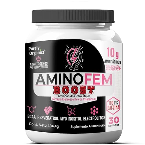 Cuidado Para El Cabello, Toy Amino Fem Boost | Extra energía | 10grs de Aminoácidos por servicio + Myo Inositol, Ácido Fólico, Antioxidantes (Vit C, Pulpa de Uva, Arándano) y Magnesio...