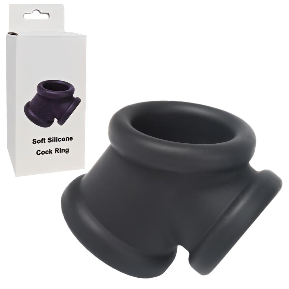 BeHorny Cock Ring Penis Ring CBT Cock & Ball Ring - Black Silicone - 2.56'' Stretchable Tunnel Design