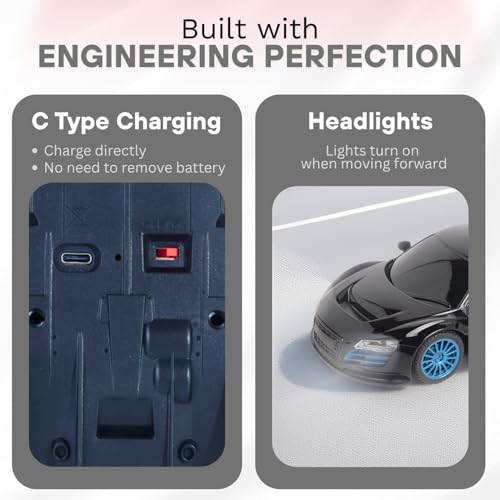 Image of Remote Control Car for Kids |Rechargeable High Speed RC Car with Lithium Battery |Type-C Charging |LED Headlights |Black