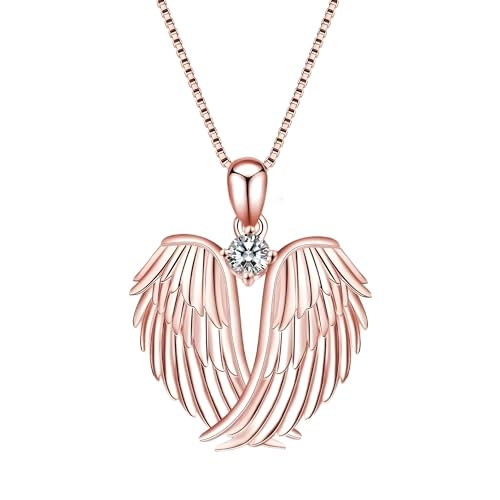 MOCHAMIK Colgante de ángel de la Guarda de Plata de Ley 925 para Mujer, Collar de alas de Guarda, niña, joyería