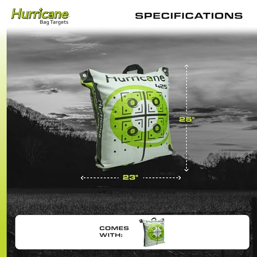 Image of Hurricane 2-Sided High-Velocity Archery Bag Target, High-Visibility Aiming Points, Off-Center Deer Vitals on Back, Heavy-Duty Handle for Easy Transport