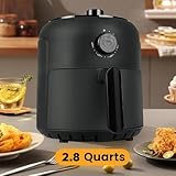Miraston 2.8 Quart Small Air Fryer, Unique Mechanical Knob Design with Precise Adjustments for Healthy and Quick Meals, Ideal for Small Spaces, Dishwasher-Safe