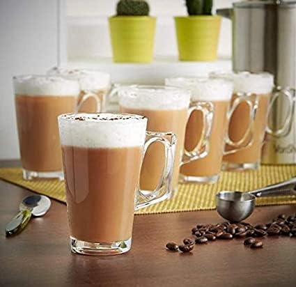 PATRANI FASHION Irish Glass Tea Coffee Glass Mug 120 ML Set of 6 Glasses Transparent Coffee Mugs with Handle, Clear Glasses Tea Cup Set for Coffees, Tea, Milk, Hot Chocolate Mugs Beverage Tea Cup 4