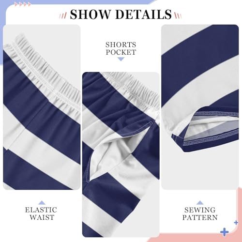 Boys Pajamas Pants Blue and White Striped Elastic Waist PJ Bottoms Comfy Lounge Long Pants L4