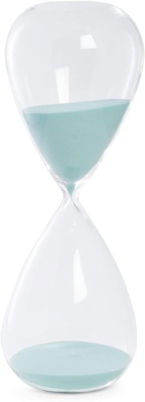 Bey-Berk 90-Minute Crystal Sand Timer with Light Blue Sand, 5"L x 5"W x 14"H