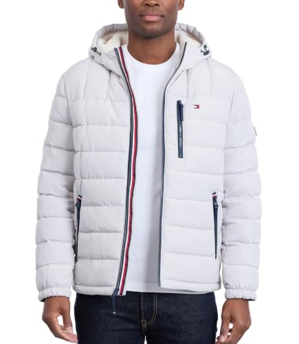 Image of Tommy Hilfiger Men's Midweight Sherpa Lined Hooded Water Resistant Puffer Jacket