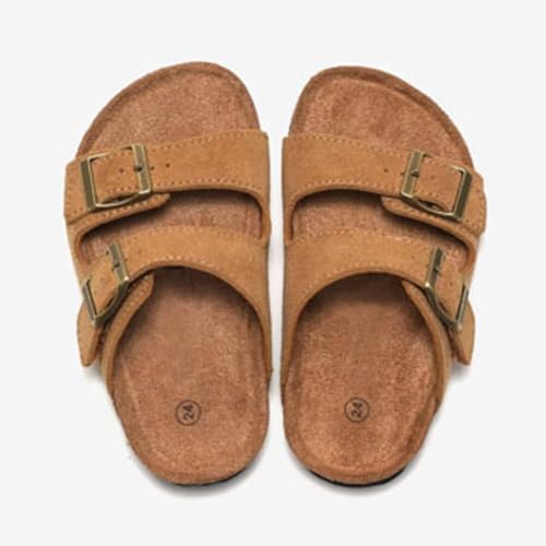 Boys Girls Summer Cork Footbed Slide Sandal, Arch Support Outdoor Suede Sandals with Adjustable Buckle for Toddler/Little Kid/Big Kid2