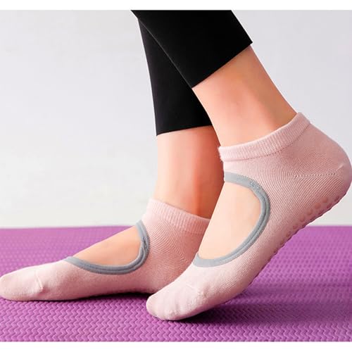 Image of Women Non Slip Grip Ankle Socks with Anti-Skid Soles Cushioned for Elderly, Yoga, Pilates, Ballet, Hospital, Home, Walking