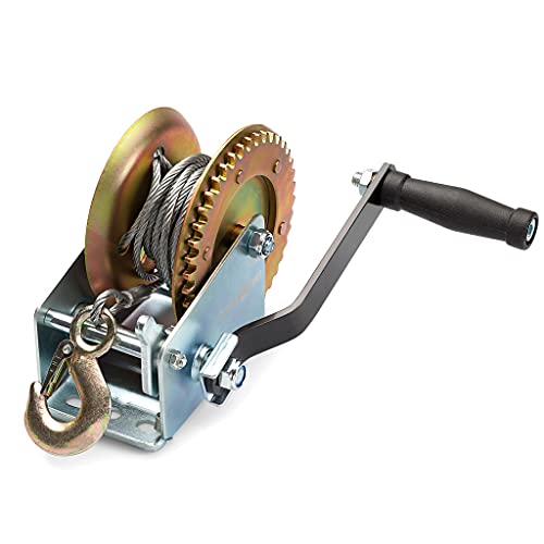 Segomo Tools Heavy Duty 1600 Pound Manual Two Way Ratchet 32.2 Ft Long Wire Hand Winch | Boat Winch | 2 Way Winch | Manual Winches | Hand Winch With Cable | Cable Winch | Small Hand Winch - Hw1600 #TOP1