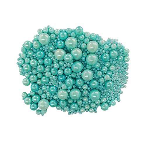 Image of Edible Blue Sugar Pearls Candy Sprinkles 120G / 4.23Ounce Baking Cake Sprinkles Cupcake and Cake Topper Cookie Decorations Wedding Party Valentines Halloween Christmas Supplies