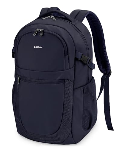 Image of ECOHUB Travel Backpack for Women, 17.3 inch Suspended Laptop Backpack, Fashion Water-Resistant 28L Personal Item Bag with 12 Pockets for Causal, Work, Blue