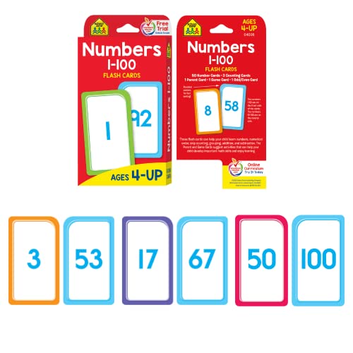 School Zone - Math 1-2 4-Pack Flash Cards - Ages 4+, 1St Grade, 2Nd Grade, Addition 0-12, Subtraction 0-12, Numbers 1-100, Math War Addition & Subtraction, Numerical Order, Counting, And More #TOP5