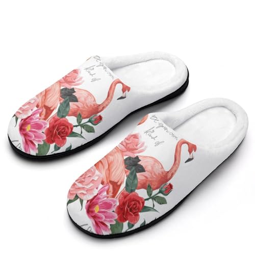 GIOKQB Flamenco Zapatillas Casa Mujer Invierno Caliente Peluche Pantuflas Comoda Slippers