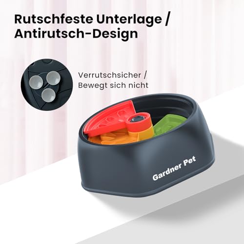 Gardner Pet Antischlingnapf Hunde, Langsame Fütterung Hundenapf, Slow Feeder Hundenapf, Puzzle-Spielzeug für Hunde mit drehbarer Platte, Anti Schling Interaktiver Hundenapf mit Saugnapf, BPA-frei, M