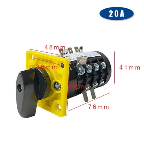 Interrupteur à cames HZ5B-20/4DG à 3 positions et 4 pôles de 20A pour circuits électriques - 5