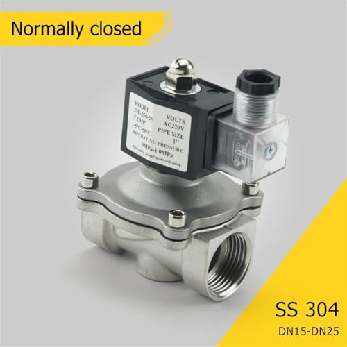 Électrovanne 1 pouce AC 24V en acier inoxydable et joint Viton DN25 - 3