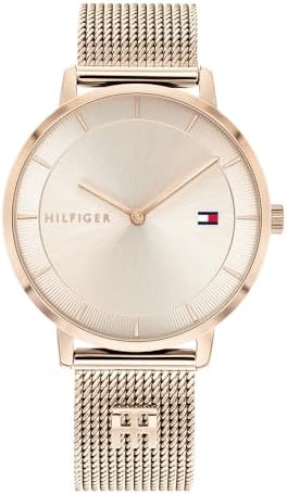 Tommy Hilfiger Analog Quarzuhr für Damen mit Edelstahl-Mesh-Armba...