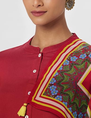 Image of BIBA Women Rayon Straight Solid Suit Set