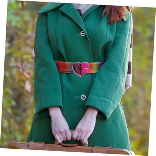 2pcs Women Rainbow Color Pvc Heart Buckle Transparent Waist Belt Cute Fashion Punk Style for and Jeans Lightweight and Comfortable4