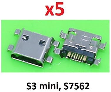 By Walking Slow-5 Piece Micro USB Charging Port Connector for Samsung Galaxy S3 mini, Galaxy S Duos S7562 (Soldering Needed)