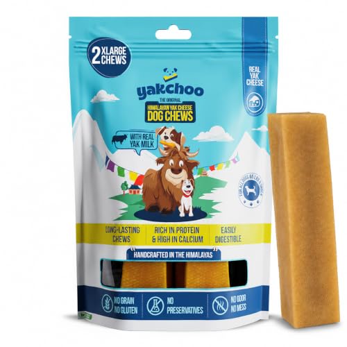 Yakchoo Premium Himalayan Yak Chews for Dogs 300g (XL - 2 Chews) | 100% Natural Cow & Yak Milk Dog Chew for Large Breeds | Yak Bones | Long Lasting Dog Treats | Dental Chews for Aggressive Chewers