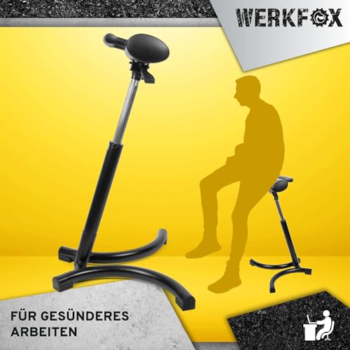 Werkfoxยฎ Stahulp Ergonomische in hoogte verstelbare kruk; Stahulp werkplaatskruk staande stoel voor bureau, kantoor, industrie. - Afbeelding 3