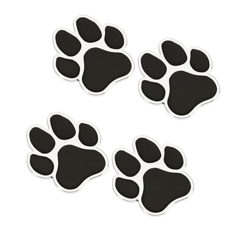 Image of LZLRUN 4PCS 3D Aluminum Alloy Dog Paw Footprints Car Sticker Car Logo Decoration Sticker (Silver Black)