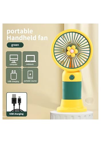Image of Portable USB Hand Fan with Rechargeable Battery - Mini Personal Cooling Fan with Stand for Home, Office, Travel & Outdoor Use (Multicolor) - any color