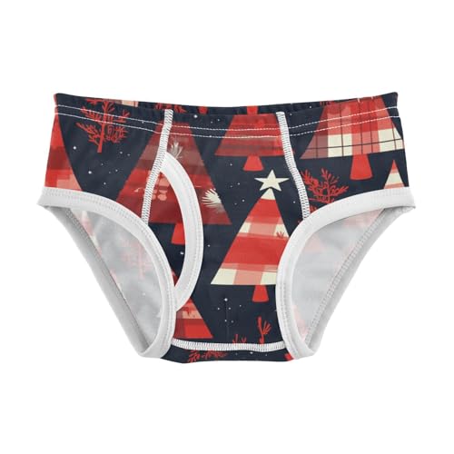 KLL Buffalo Plaid Christmas Trees Toddler Boys' Soft Athletic Underwear Breathable Children Panties