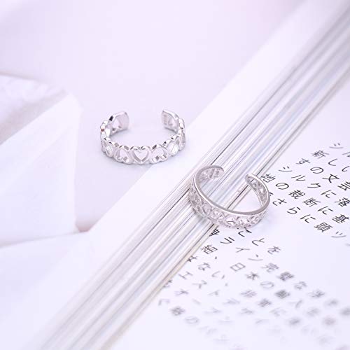 Sllaiss 925 Sterling Silver Toe Rings For Women Hypoallergenic Adjustable Open Toe Rings Celtic Tail Ring Flower Knot Heart Finger Rings Set Foot Jewelry #TOP3