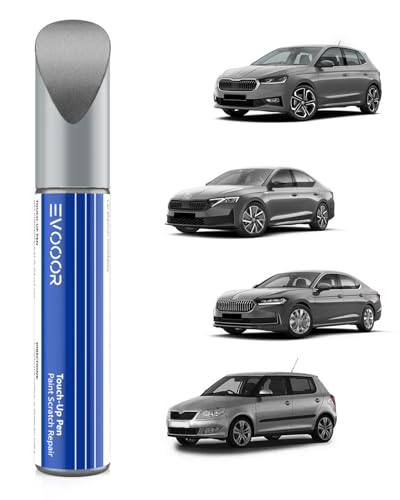 EVOOOR 9J9J/ F8J Gris Anthracite Métallisé Retouche de peinture pour Skoda, réparation des rayures pour voiture, solution rapide et facile pour la...