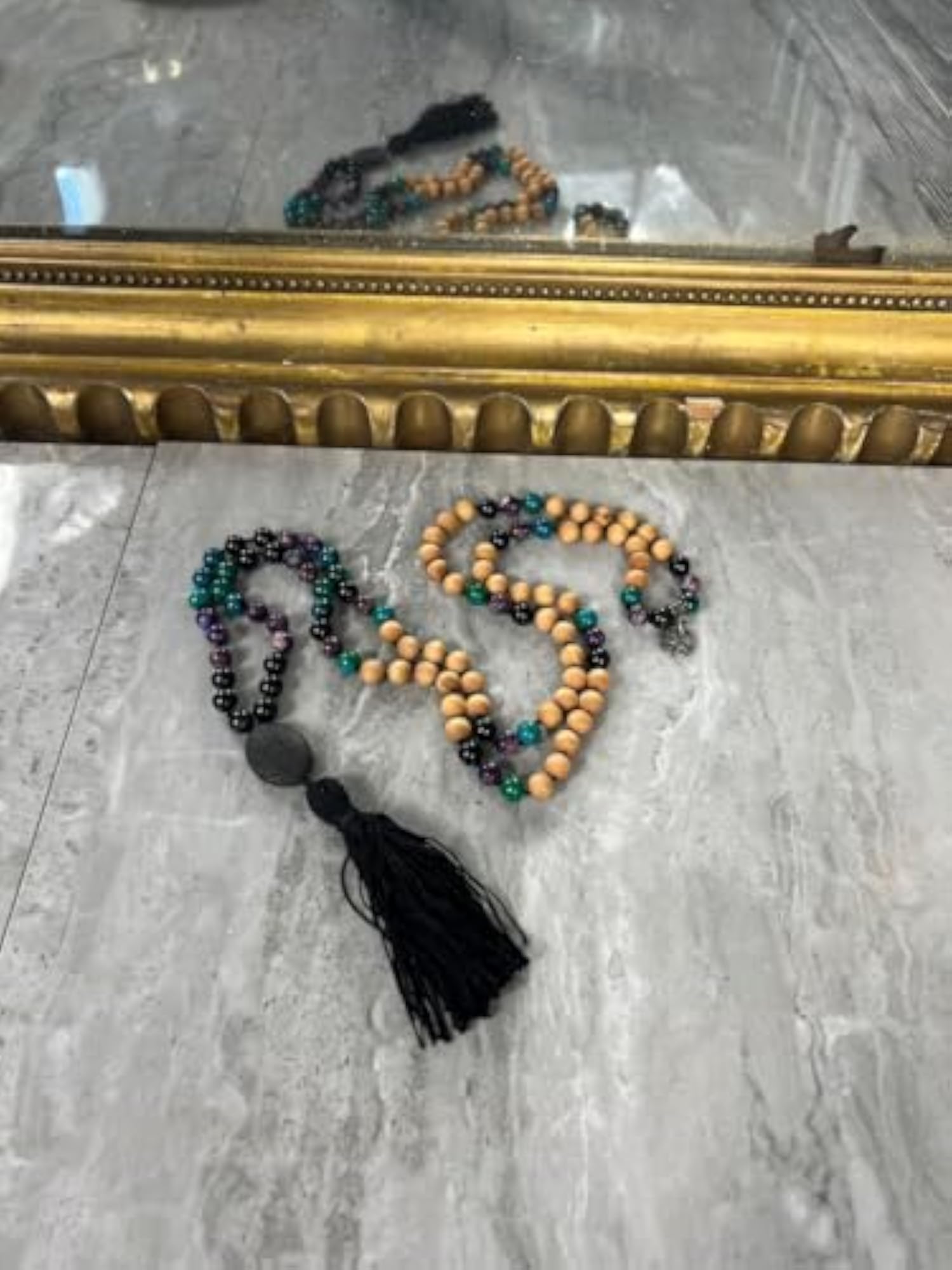 Natural Multi Gemstone 6MM Beaded Handmade Prayer Mala Necklace