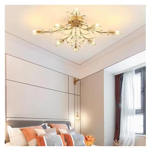 Lustre salon cristal pour remplacer un plafonnier terne or LED
