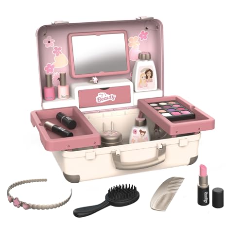 Smoby - My Beauty Vanity - Coiffure, Onglerie, Maquillage Factice - Facile à Transporter - Tablettes Escamotables - 13 Accessoires - A Partir de 3 Ans -...