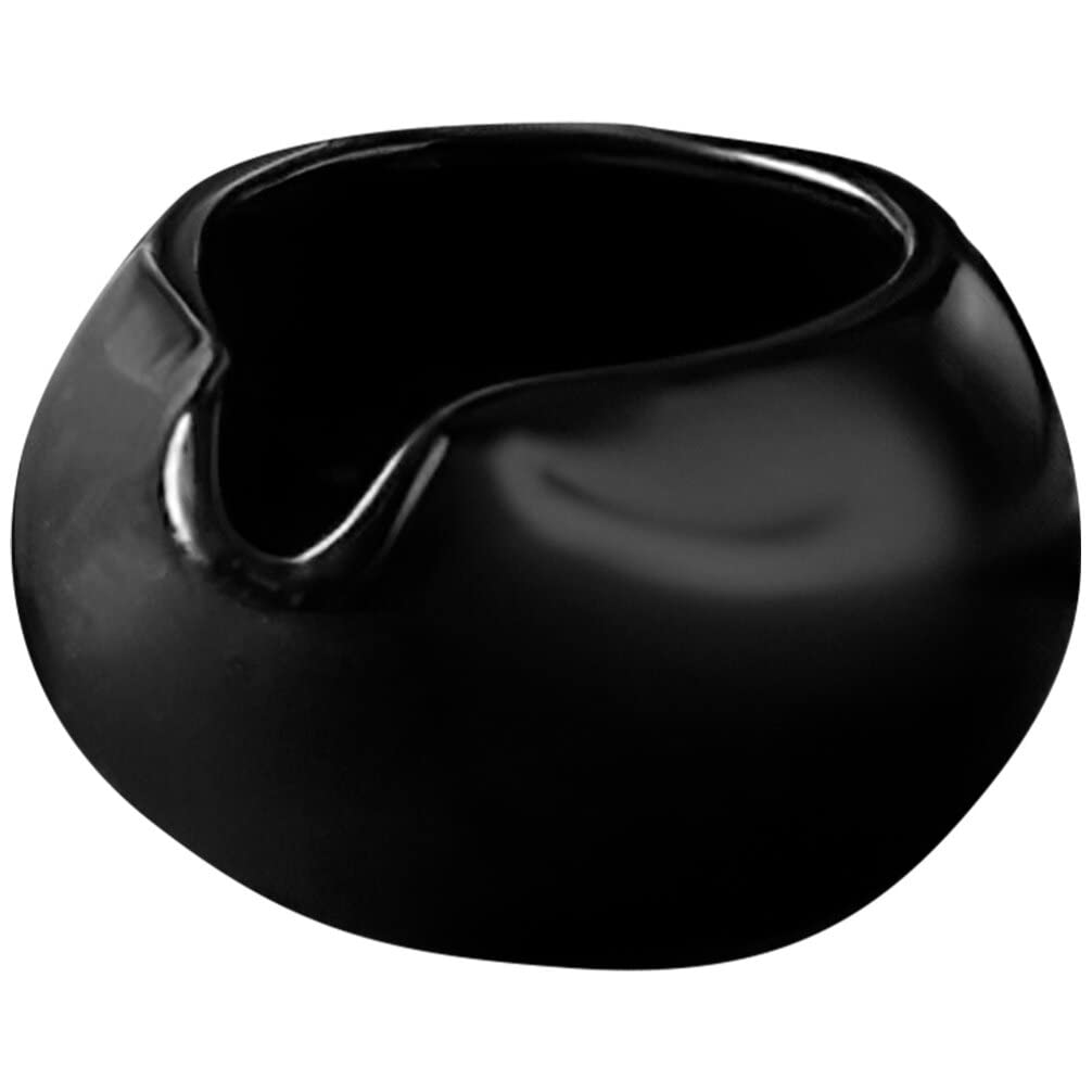 HOLIDYOYO Mini Syrup Pitcher with Spout Coffee Syrup Jug Ceramic Creamer Pitcher Porcelain Serving Pitcher Sauce Pitcher Gravy Boat Bowl Sauce Boat Steak Sauce Pot Black