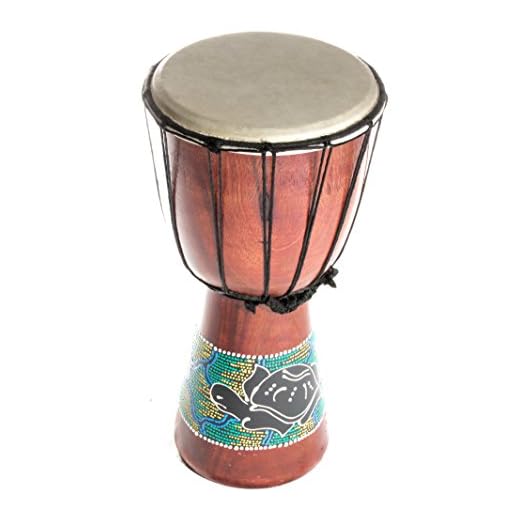 Tambor de tipo Djembe (para niños, 20 cm, 60 modelos, incluye instrucciones), 20cm Djembe Schildkröte Grün