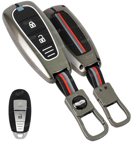Image of Coll of Fest Premium Metal Silicon Key Cover Compatible with Maruti Suzuki Ignis | S Cross | Baleno | Ciaz | Vitara Brezza | Swift 2 Button Key Glow in the Dark