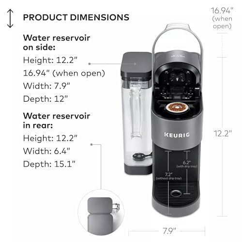 Keurig K-Supreme Single Serve K-Cup Pod Coffee Maker, MultiStream Technology, 4 Brew Sizes, 66oz Dual-Position Removable Reservoir, Gray (Renewed) - Image 4