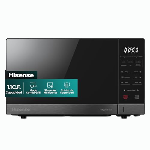Catálogo de Microondas con grill - los más vendidos. 46 Hisense 1.1 C.F. Microondas, Modo Combi Grill, 32menús mexicanos preestablecidos, Revestimiento Cerámico, ECO y Mute, Cocina Inteligente, Bloqueo Infantil, Acero inoxidable...
